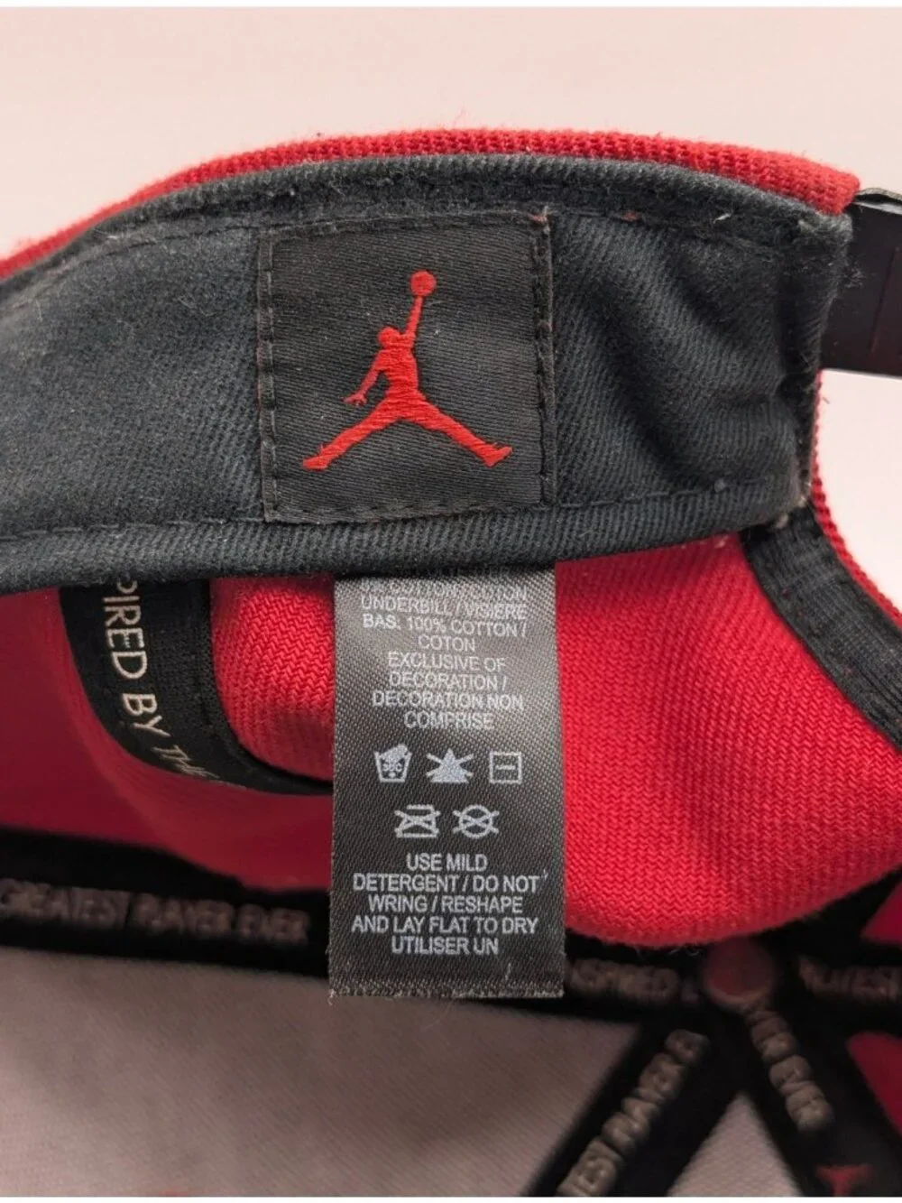Vintage Air Jordan Jumpman Snapback Hat Red Black Flat Bill Adult OSFM 90s Y2K